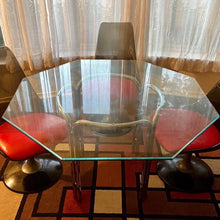 Load image into Gallery viewer, RARE Mid Century Chromcraft tubular chrome base OCTAGON Glass top dining table