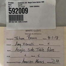 Load image into Gallery viewer, Designer lucite side table with 3/4” thick glass top. Immaculate