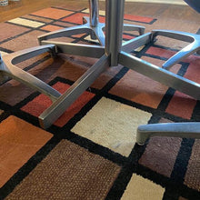 Load image into Gallery viewer, MCM 42” Steelcase table & 2 black vinyl Chromcraft chairs 3pc dining set mid century modern