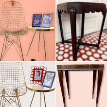 Load image into Gallery viewer, Gold/marble inspired top side table that coordinates well w/Hollywood regency mcm vintage