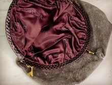 Load image into Gallery viewer, 1960’s vintage RUTH SALTZ Fold Over Clutch Purse Evening Bag Black Suede Leather Reptile Trim