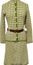 Load image into Gallery viewer, 50s/60s Jackie O Kennedy Green Houndstooth Knit Skirt Suit By St. John's Knits