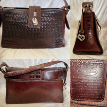 Load image into Gallery viewer, 1990’s Brighton C216279 Mahogany woven leather/Crocodile shoulder bag . Authentic BRIGHTON
