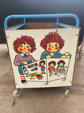 Load image into Gallery viewer, Vintage Raggedy Ann and Andy Toy and Moving Co. Rolling Toy Box by The Bobbs-Merrill Co. Inc.