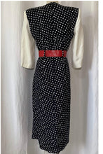 Load image into Gallery viewer, 1980’s 50's style Rockabily R.J Stevens Black and White Polka Dot Midi Dress with Red Belt size 4.