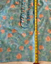 Load image into Gallery viewer, 1970’s Pykettes short sleeve ruffle and button floral lightweight blouse in immaculate condition.