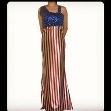 Load image into Gallery viewer, 4th of July/Statue of Liberty/Independence Day/Drag Queen/patriotic/USA Maxi Spandex Handmade dress