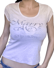 Load image into Gallery viewer, 1970’s "Marry Me, fly free" form fittingpink t-shirt.