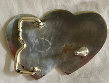 Load image into Gallery viewer, 1970’s Montana Silversmiths double heart pure silver belt buckle.