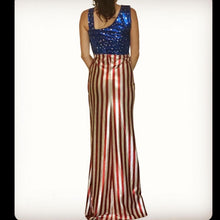 Load image into Gallery viewer, 4th of July/Statue of Liberty/Independence Day/Drag Queen/patriotic/USA Maxi Spandex Handmade dress
