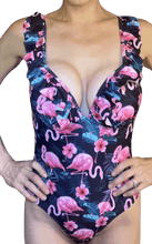 Load image into Gallery viewer, 00’s does 80's One Piece Flamingo Ruffle Swimsuit by Halara