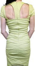 Load image into Gallery viewer, Nicole Miller Artelier pastel green figure flattering designer spring/summer dress.
