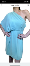 Load image into Gallery viewer, 2000’s Diane Von Furstenberg seafoam blue dress size 4 never worn with tags flowing one shoulder dress
