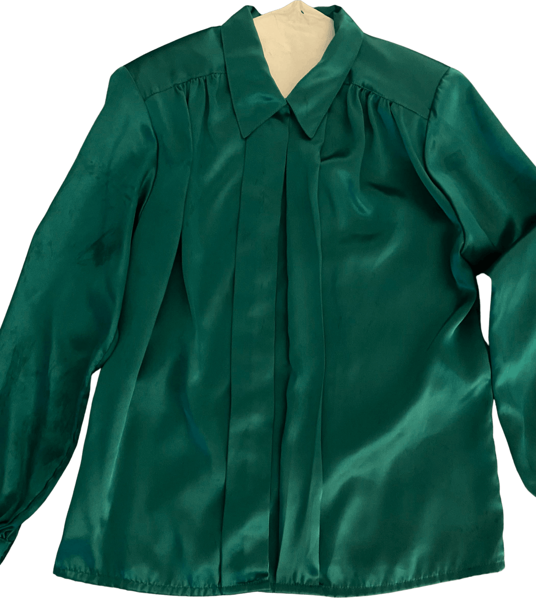 80’s Impressions Emerald Green Silky Blouse by impressions of California