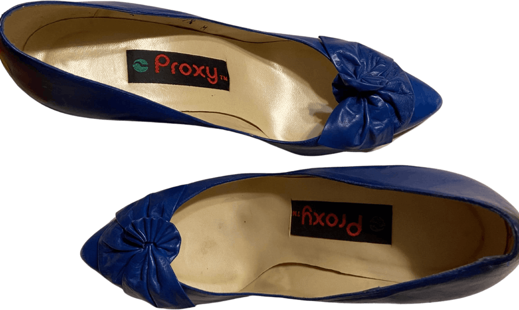 80’s Electric Blue Leather Bow Pumps by Proxy