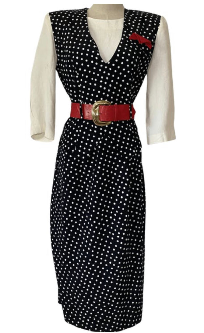 black and white dress with red belt Black Dress With White Dots And White Polka Dots Black Dress With Red Dots Red Dress