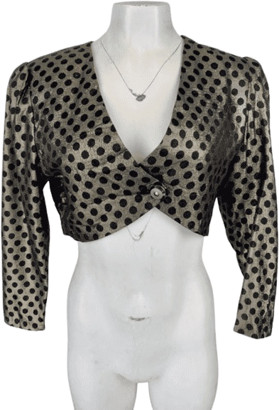 1980’s Vintage Designer black & gold polka dot cropped jacket