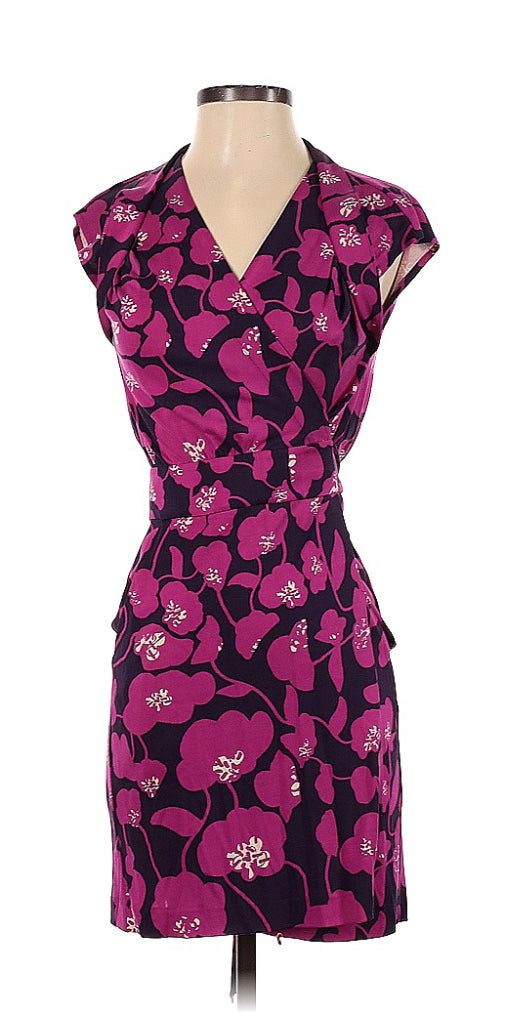 Diane Von Furstenberg floral print 100% silk wrap midi dress size 2