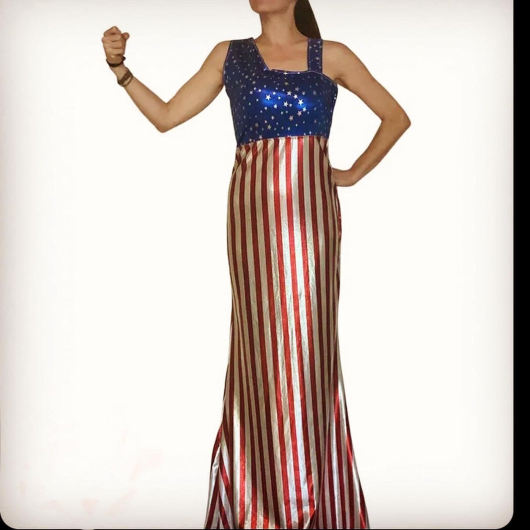 4th of July/Statue of Liberty/Independence Day/Drag Queen/patriotic/USA Maxi Spandex Handmade dress