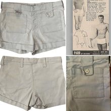 Load image into Gallery viewer, 1960’s amazing vintage unisex Parr Of Arizona light blue stretchy denim Norse shorts/hot pants
