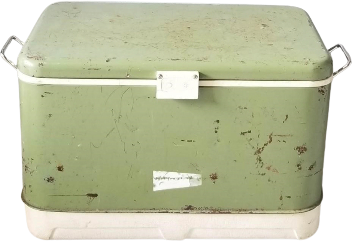 1960’s Vintage Avocado Green Metal Cooler Gibson by Thermos Brand Picnic Ice Chest