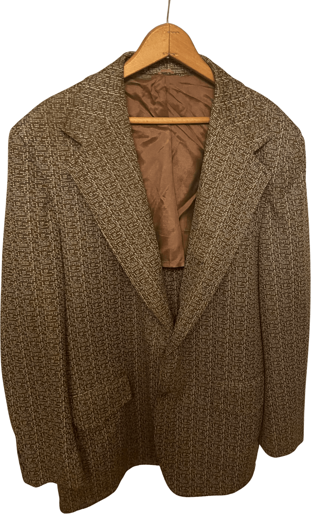 70’s Brown and White Polyester Blazer by Vintage Designer