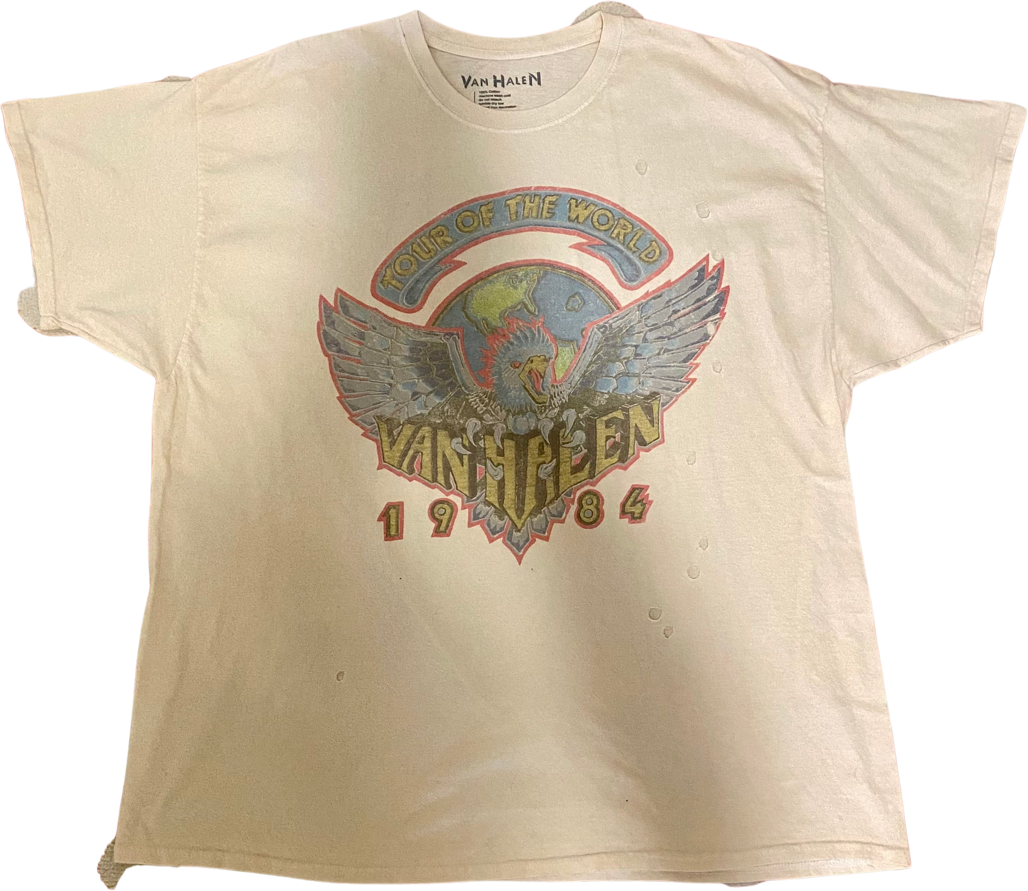 80s/90s Van Halen World Tour 1984 Distressed Vintage Style By Van