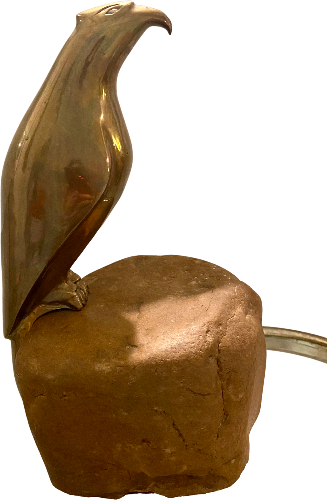 60s Original Mcm,sld Brass Falcon Natural Rock #2189 By Sarreid