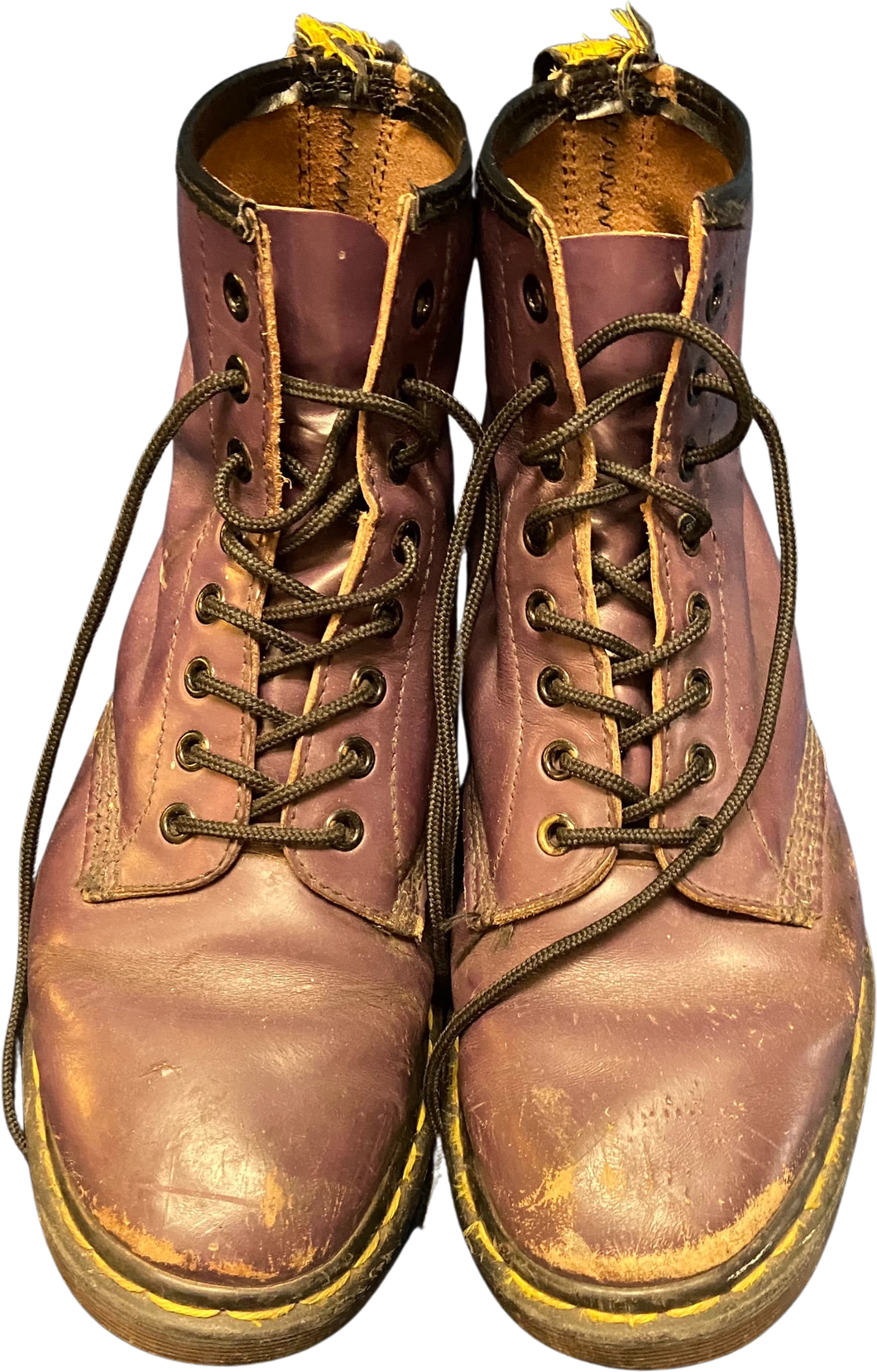 90’s Dr Martens Leather Boots In Purple. by Dr Martens