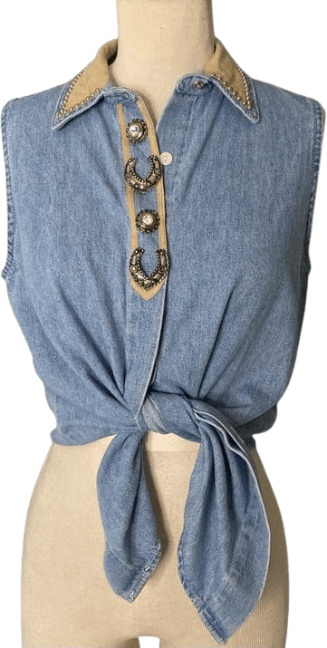80’s Denim Sleeveless Western rodeo revival top by Vintage Accessory Lady