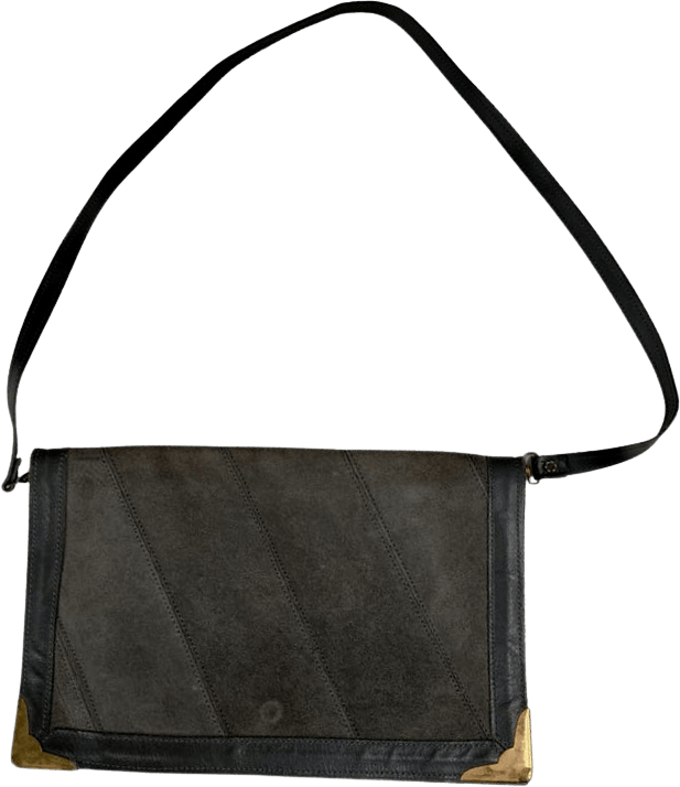 80’s Gray Suede Convertable Shoulder Bag by Vintage Designer